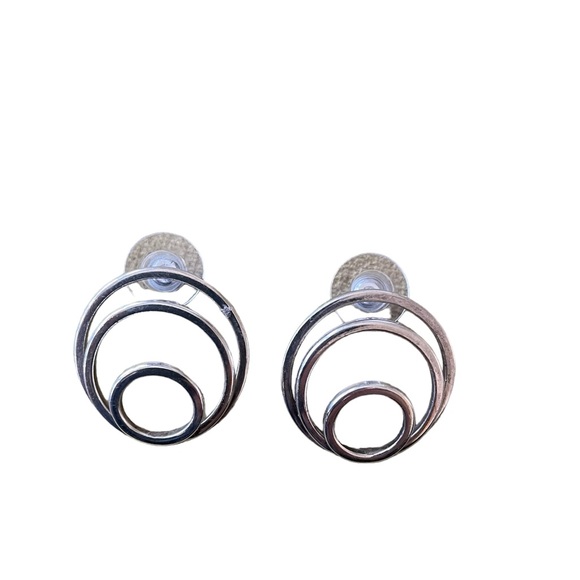 Triple Circle Silver Earrings - Picture 1 of 5